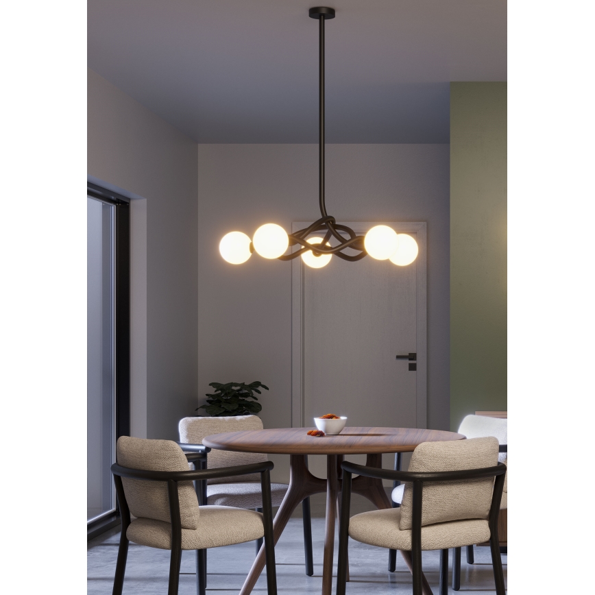 Redo 01-3259 - Varrellinen kattokruunu CONFUSIO 5xE14/28W/230V, halkaisija 96 cm, musta