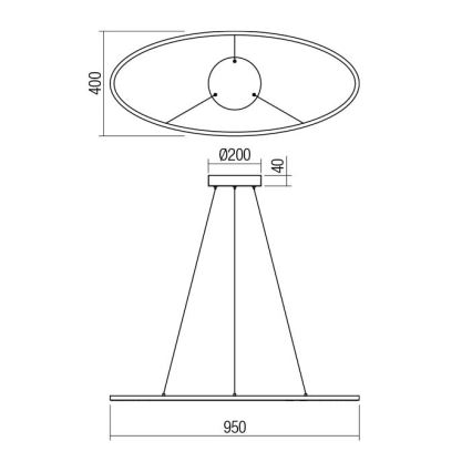 Redo 01-3338 - LED himmennettävä vaijerikiinnitteinen riippuvalaisin LEO LED/48W/230V 3000/4000K CRI 90 40x95 cm pronssinvärinen