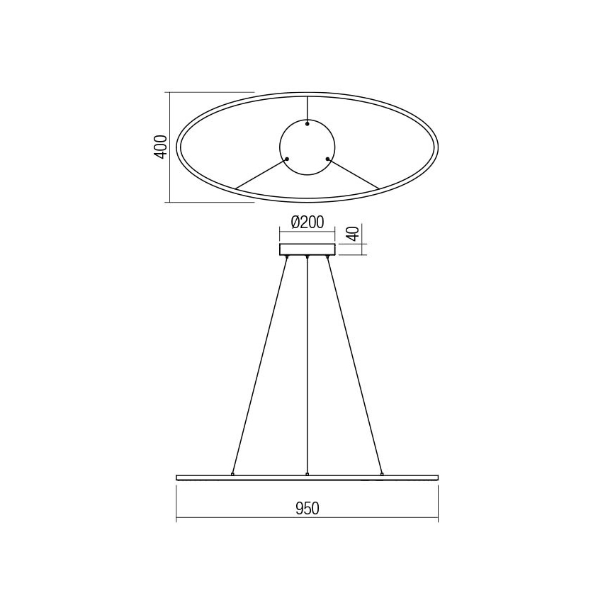 Redo 01-3338 - LED himmennettävä vaijerikiinnitteinen riippuvalaisin LEO LED/48W/230V 3000/4000K CRI 90 40x95 cm pronssinvärinen