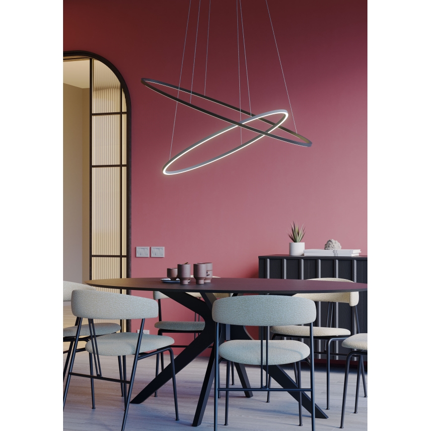 Redo 01-3339 - LEO himmennettävä vaijeririippuvalaisin LED/48W/230V 3000/4000K CRI 90 40x95 cm musta