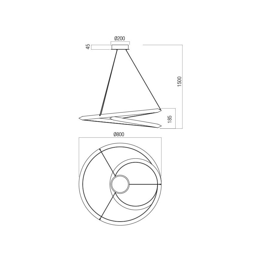 Redo 01-3377 - Himennettävä LED-riippuvalaisin STORM LED 60 W, 230 V, 3000/4000/6000 K, CRI 90, halkaisija 80 cm, kultainen