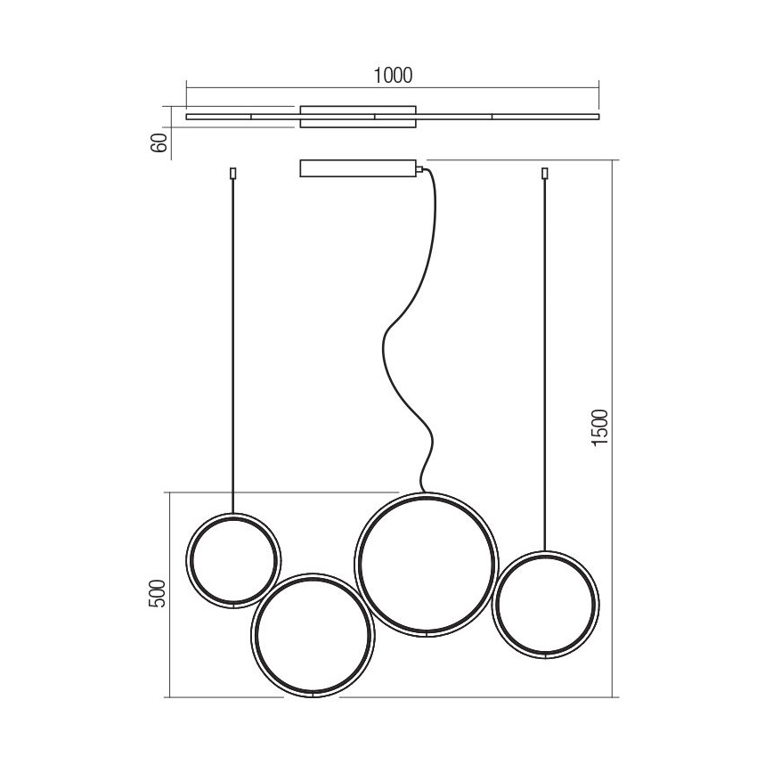 Redo 01-3382 - Himmennettävä LED-kattokruunu johdossa ATHENA LED/40W/230V 3000/4000/6000K CRI98 valkoinen
