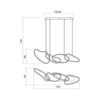 Redo 01-3390 - Himennettävä LED-riippuvalaisin kaapelilla BIAS LED/90W/230V 3000/4500/6500K CRI 90 musta