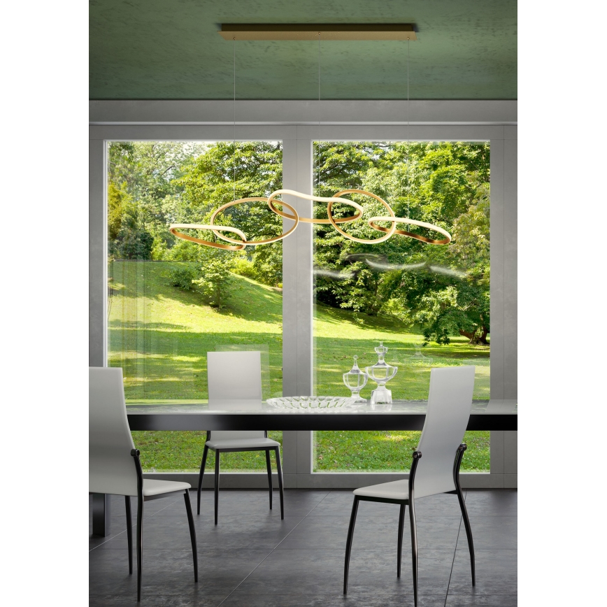 Redo 01-3392 - LED-himmennettävä riippuvalaisin kaapelilla BIAS LED/120W/230V 3000/4500/6500K CRI 90 kultainen