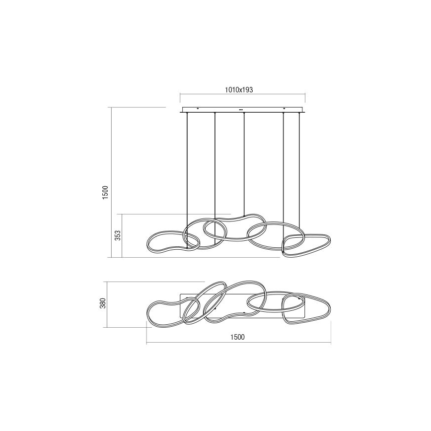Redo 01-3393 - LED Himennettävä riippuvalaisin vaijerilla BIAS LED/120W/230V 3000/4500/6500K CRI 90 musta