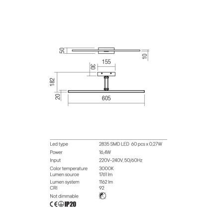 Redo 01-3463 - LED-kuvavalo LINEAR LED/8W/230V 60,5 cm CRI 92 musta