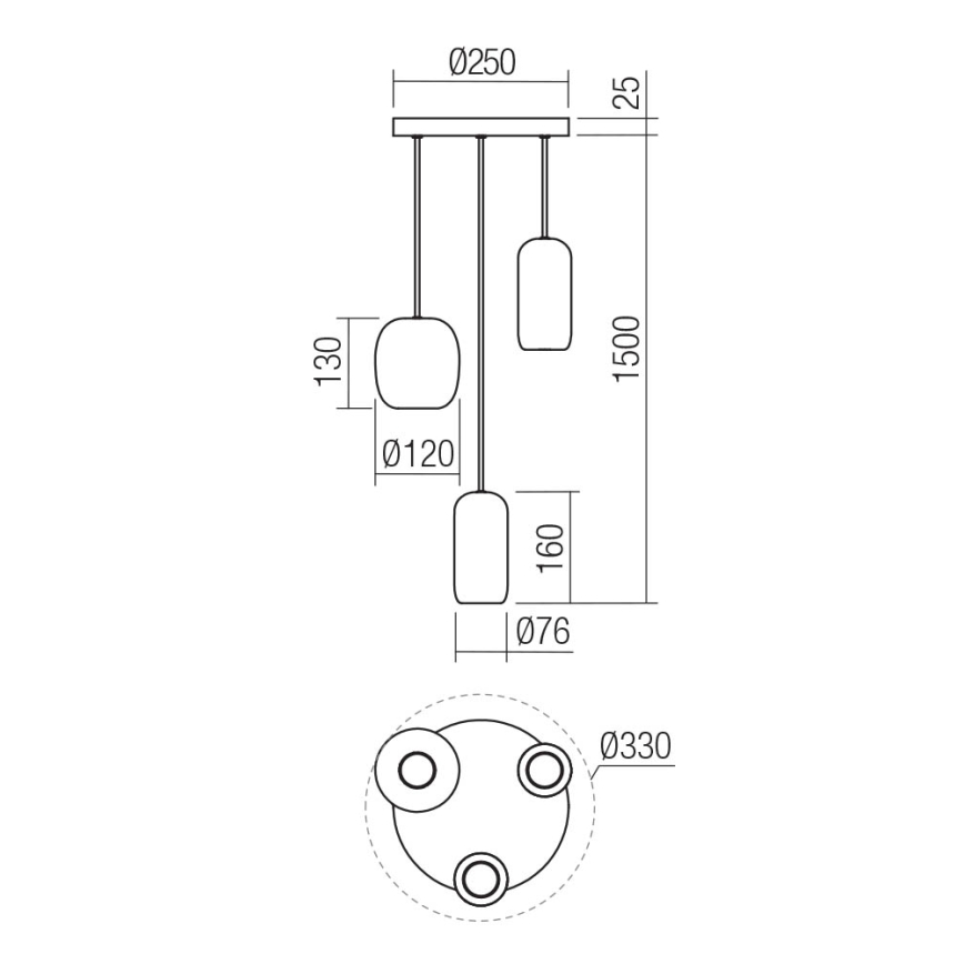 Redo 01-3480 - Kattokruunu johdossa BOOM 3xGU10/10W/230V halkaisija 33 cm musta/vihreä/ruskea