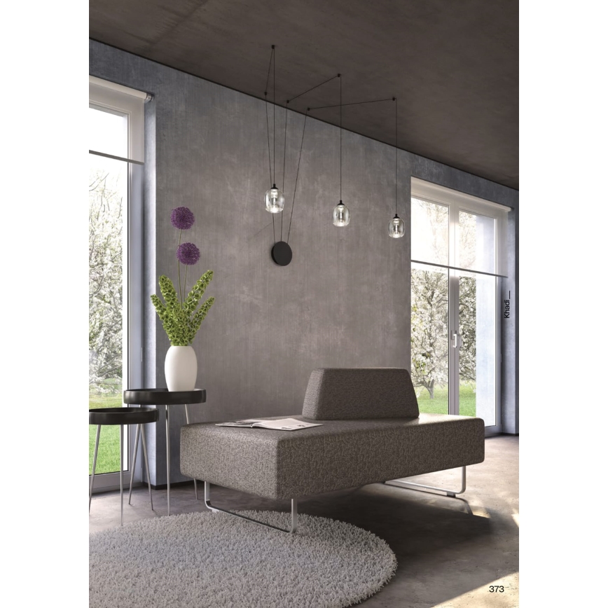 Redo 01-3485 - LED-himmennettävä seinävalaisin KHADI 3xLED/5,5W/230V CRI 90 halkaisija 12 cm musta/savunharmaa