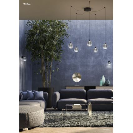 Redo 01-3487 - Himmennettävä LED-riippuvalaisin vaijerilla KHADI 5xLED/5,2W/230V CRI 90, hämähäkinmuotoinen, musta/savunvärinen