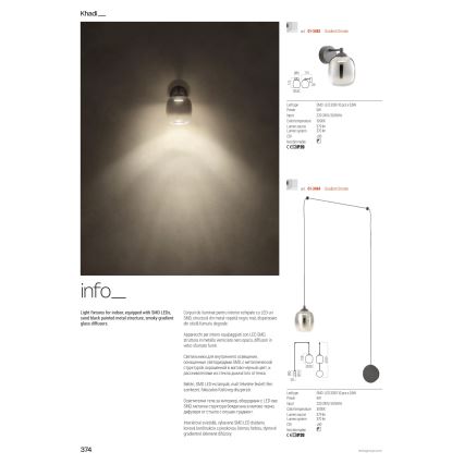 Redo 01-3487 - Himmennettävä LED-riippuvalaisin vaijerilla KHADI 5xLED/5,2W/230V CRI 90, hämähäkinmuotoinen, musta/savunvärinen