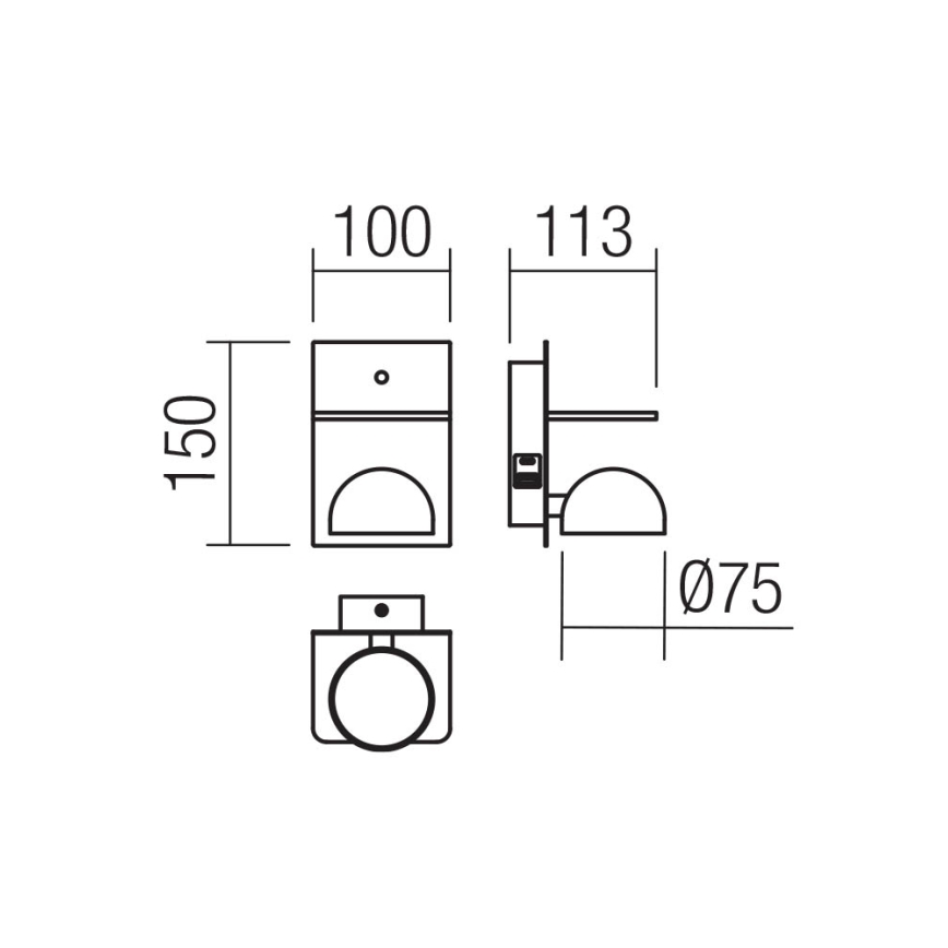 Redo 01-3491 - LED-seinävalaisin SEIBI LED/7W/230V USB CRI 90 musta