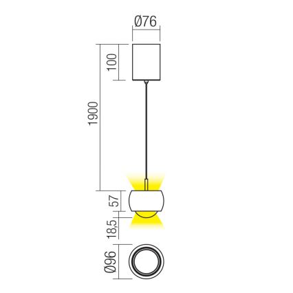 Redo 01-3549 - LED-kattokruunu johdossa AVES LED/12W/230V halkaisija 9,6 cm CRI 90 harmaa