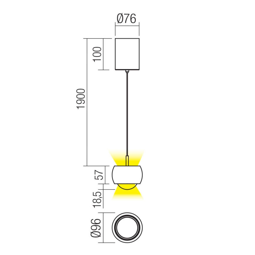 Redo 01-3549 - LED-kattokruunu johdossa AVES LED/12W/230V halkaisija 9,6 cm CRI 90 harmaa