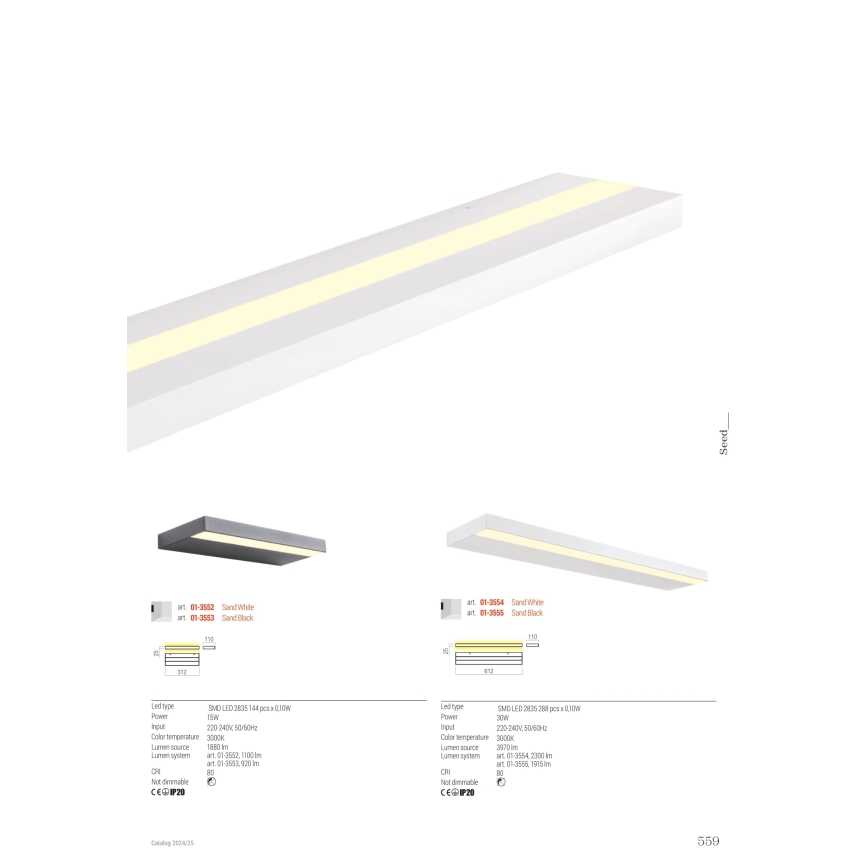Redo 01-3554 - LED-seinävalaisin SEED LED/30W/230V valkoinen