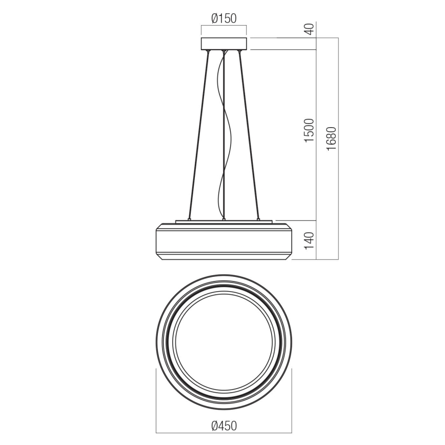 Redo 01-3592 - LED-kattokruunu johdossa SOLERA LED/36W/230V halkaisija 45 cm CRI 93 3000/4000K harmaa