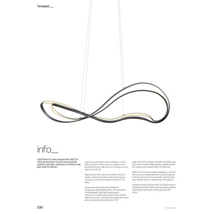 Redo 01-3598 - LED-himmennettävä riippuvalaisin vaijerilla TEMPEST LED/58W/230V kultainen