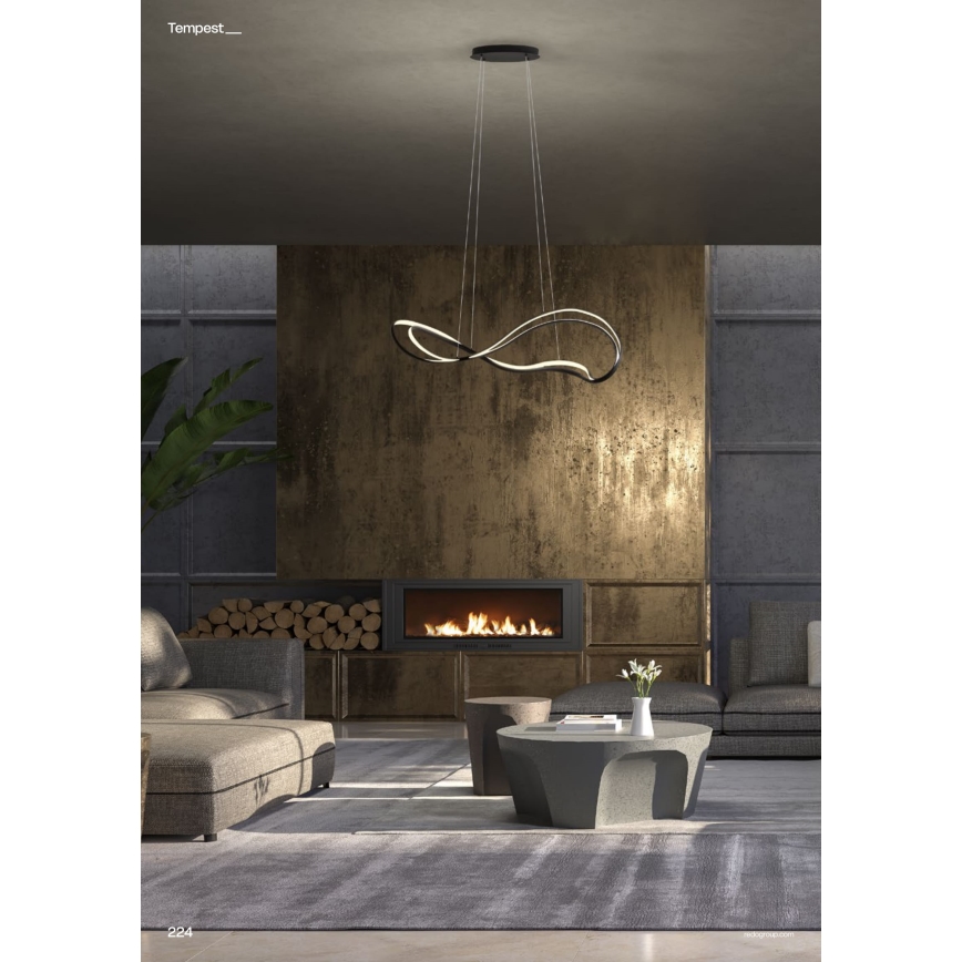 Redo 01-3599 - TEMPEST LED/58W/230V himmennettävä vaijeririippuvalaisin, musta