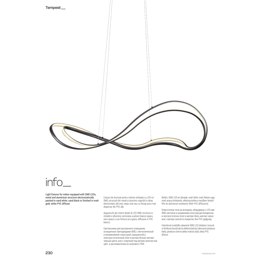 Redo 01-3599 - TEMPEST LED/58W/230V himmennettävä vaijeririippuvalaisin, musta