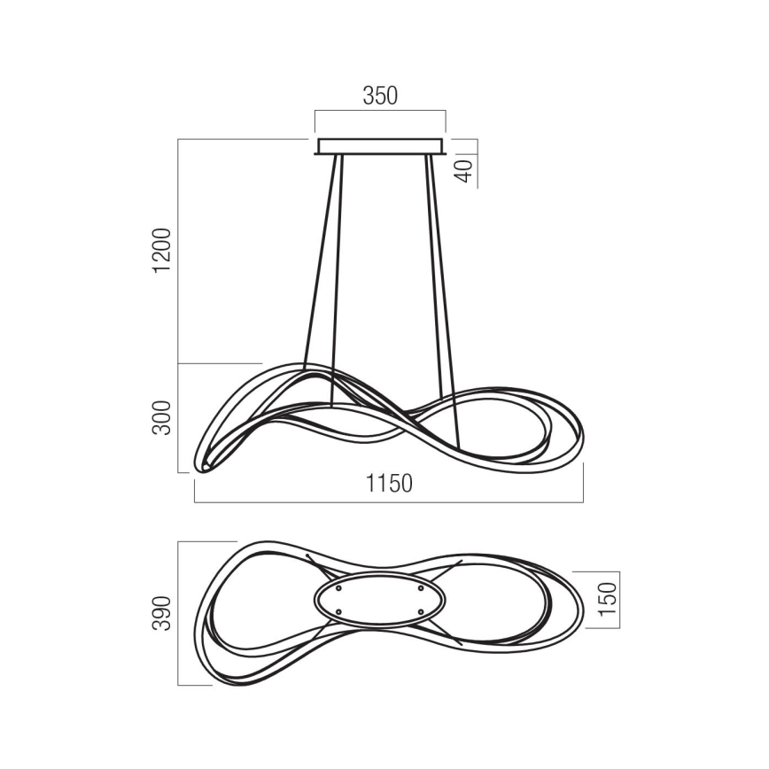 Redo 01-3599 - TEMPEST LED/58W/230V himmennettävä vaijeririippuvalaisin, musta