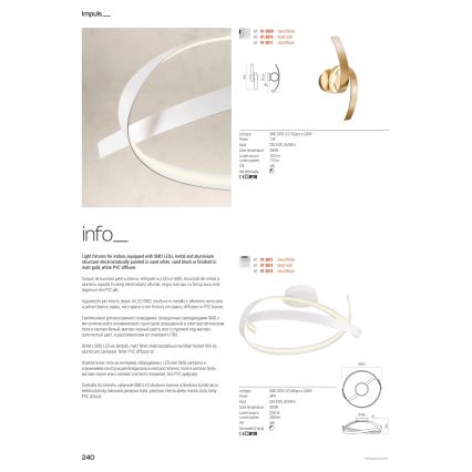 Redo 01-3613 - Himmennettävä LED-kattovalaisin IMPULS LED/34W/230V Ø 60 cm kultainen