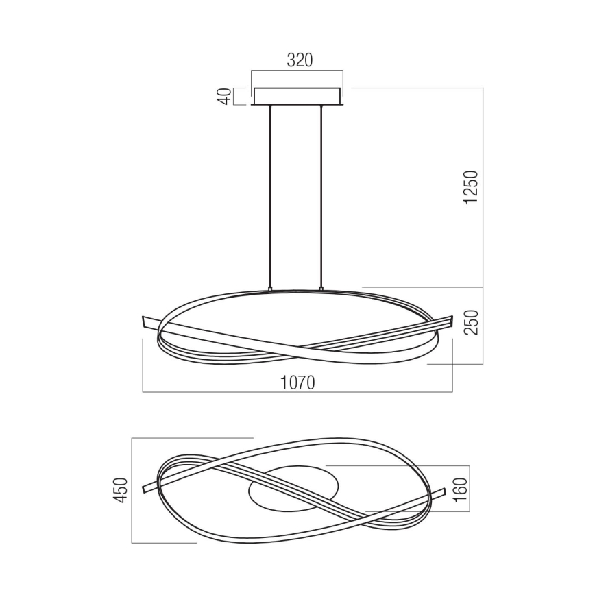 Redo 01-3616 - himmennettävä LED-riippuvalaisin vaijerilla IMPULS LED/38W/230V kultainen