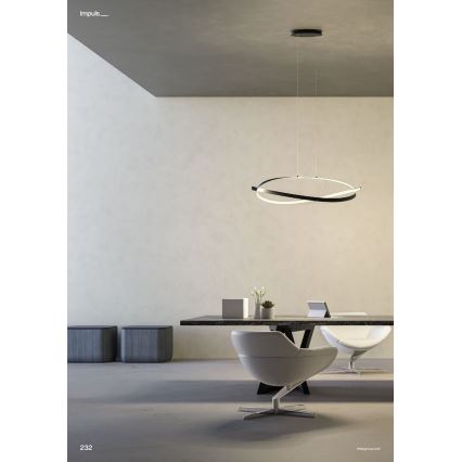 Redo 01-3617 - himmennettävä LED-riippuvalaisin kaapelilla IMPULS LED/38W/230V musta