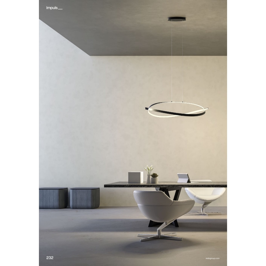 Redo 01-3617 - himmennettävä LED-riippuvalaisin kaapelilla IMPULS LED/38W/230V musta