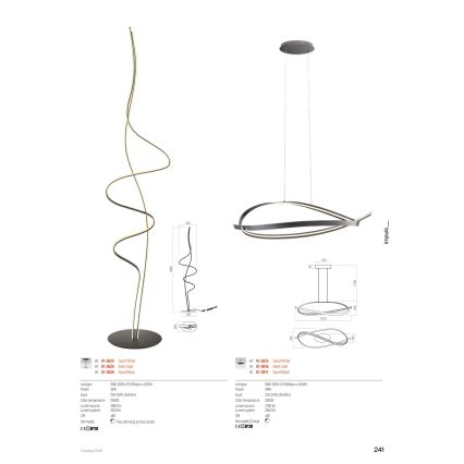 Redo 01-3617 - himmennettävä LED-riippuvalaisin kaapelilla IMPULS LED/38W/230V musta
