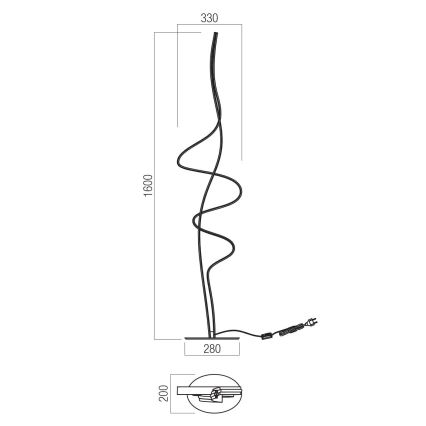 Redo 01-3626 - LED-himmennettävä lattiavalaisin IMPULS LED/36W/230V musta