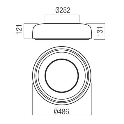 Redo 01-3722 - LED-kattovalaisin DIP-LED/30W/230V 2700/3000/4000/5000/6500K CRI 90 Ø 48,6 cm musta