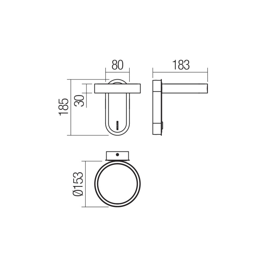 Redo 01-3763 - LED-seinävalaisin KEEN LED/6W/230V CRI 90 3000K valkoinen