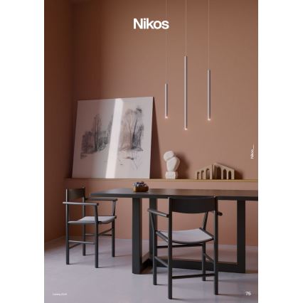 Redo 01-3856 - NIKOS LED-riippuvalaisin vaijerilla 8W/230V 3000K CRI 90 halkaisija 6 cm valkoinen