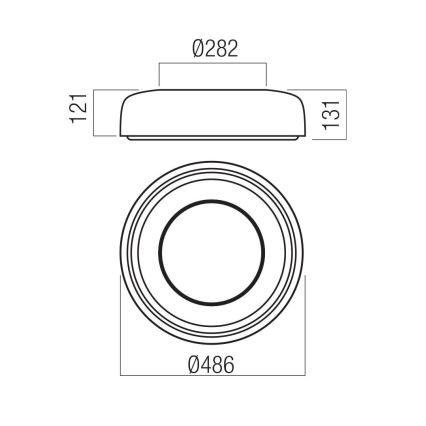 Redo 01-3940 - LED-kattovalaisin, DIP-LED, 30 W, 230 V, 2700/3000/4000/5000/6500 K, CRI 90, Ø 48,6 cm, valkoinen