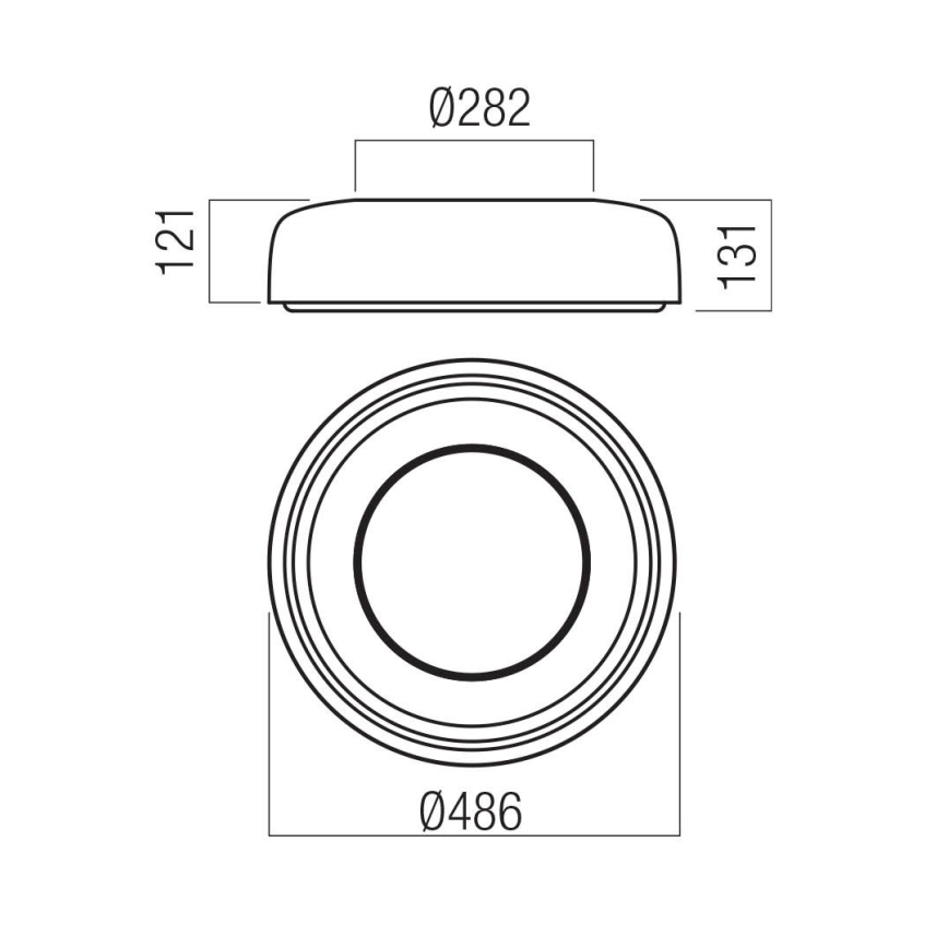 Redo 01-3940 - LED-kattovalaisin, DIP-LED, 30 W, 230 V, 2700/3000/4000/5000/6500 K, CRI 90, Ø 48,6 cm, valkoinen