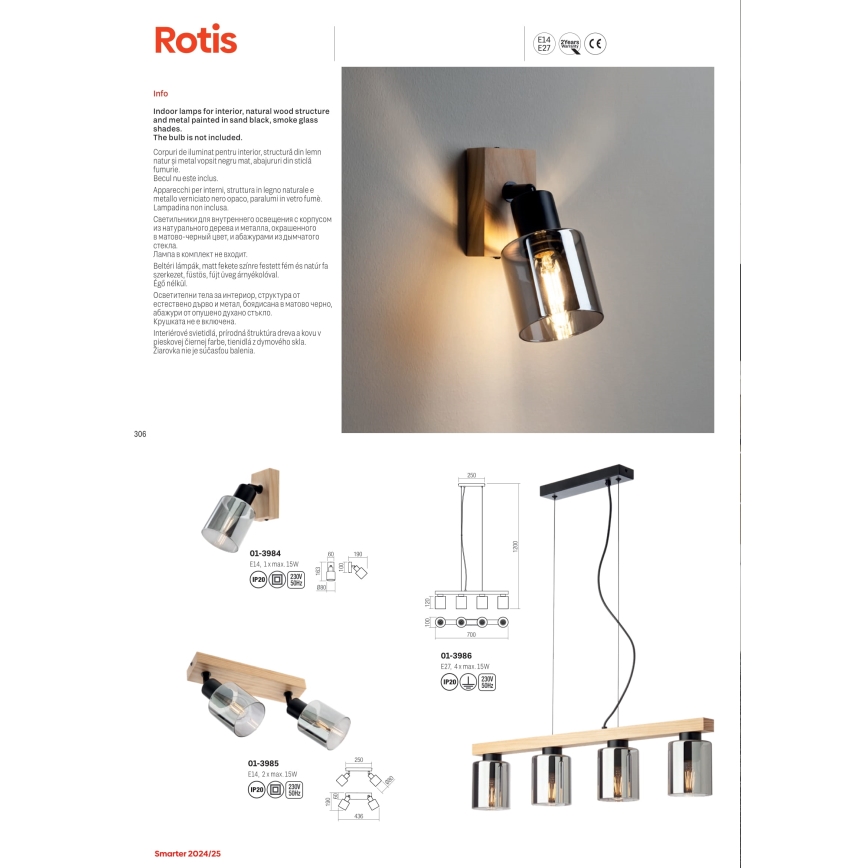 Redo 01-3985 - Kohdevalo ROTIS 2xE14/15W/230V