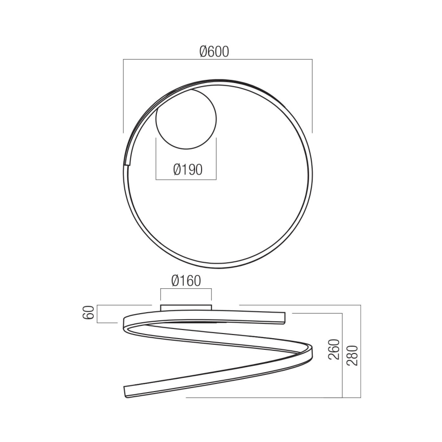 Redo 01-4011 - Himennettävä LED-kattovalaisin SCROLL LED/38W/230V 3000K/4000K/6000K CRI 90 halkaisija 60 cm kultainen