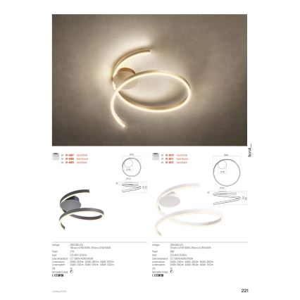 Redo 01-4012 - LED-himennettävä kattovalaisin SCROLL LED/38W/230V 3000K/4000K/6000K CRI 90 halkaisija 60 cm musta