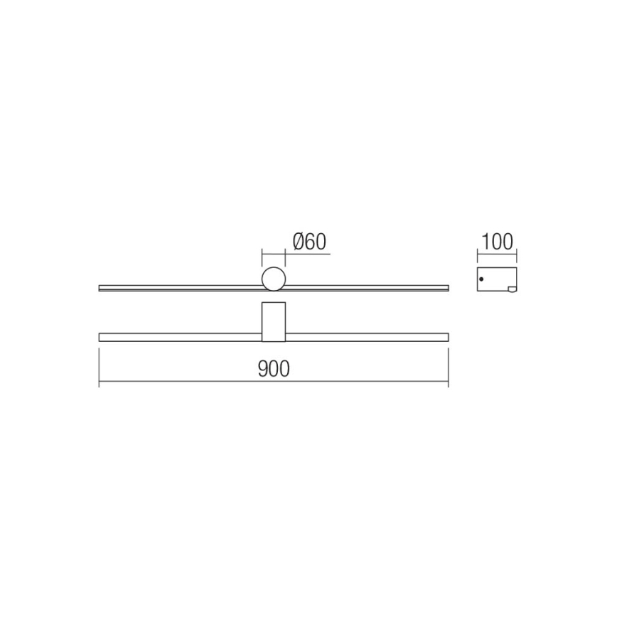 Redo 01-4036 - Kylpyhuoneen LED-peilivalo ROW LED/18W/230V 90 cm IP44 musta