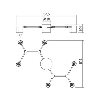 Redo 01-4048 - Kohdevalo WEBB 6xGU10/10W/230V musta