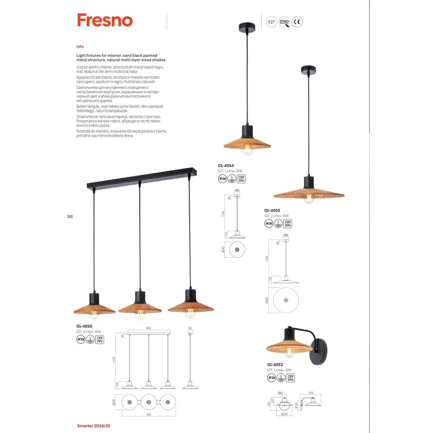 Redo 01-4053 - Seinävalaisin FRESNO 1xE27/42W/230V