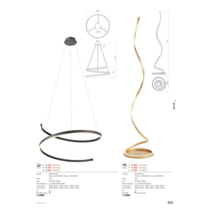 Redo 01-4283 - himmennettävä LED-lattiavalaisin SCROLL LED/30W/230V 3000K/4000K/6000K CRI 90 musta