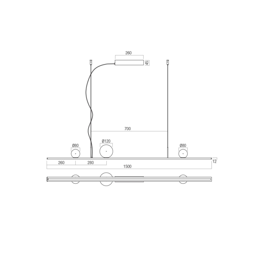 Redo 01-4301 - DUNE himmennettävä LED-riippuvalaisin vaijerilla LED/48W/230V 3000K CRI 90 valkoinen/kultainen