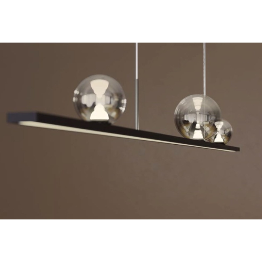 Redo 01-4302 - Himennettävä LED-riippuvalaisin vaijerilla DUNE LED/48W/230V 3000K CRI 90 musta/savunharmaa