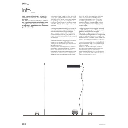 Redo 01-4302 - Himennettävä LED-riippuvalaisin vaijerilla DUNE LED/48W/230V 3000K CRI 90 musta/savunharmaa