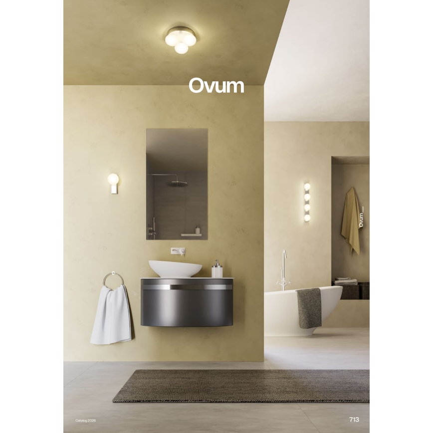 Redo 01-4307 - LED-kattovalaisin kylpyhuoneeseen OVUM 3xLED/5W/230V 3000/4000K CRI 90, Ø 24 cm, IP44, valkoinen/messinki