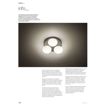 Redo 01-4307 - LED-kattovalaisin kylpyhuoneeseen OVUM 3xLED/5W/230V 3000/4000K CRI 90, Ø 24 cm, IP44, valkoinen/messinki