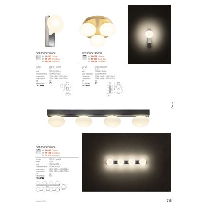 Redo 01-4307 - LED-kattovalaisin kylpyhuoneeseen OVUM 3xLED/5W/230V 3000/4000K CRI 90, Ø 24 cm, IP44, valkoinen/messinki