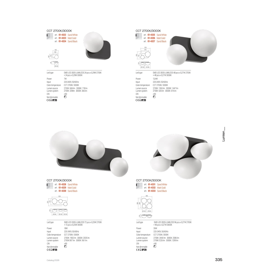 Redo 01-4333 - LUMIEN LED-kattovalaisin 4xLED/26W/230V 2700/3000K CRI 90 valkoinen/musta
