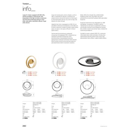Redo 01-4359 - TORSION himmennettävä LED-kattovalaisin, 40 W, 230 V, 2700/3000/4000 K, CRI 90, halkaisija 56 cm, musta