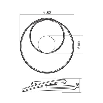 Redo 01-4359 - TORSION himmennettävä LED-kattovalaisin, 40 W, 230 V, 2700/3000/4000 K, CRI 90, halkaisija 56 cm, musta